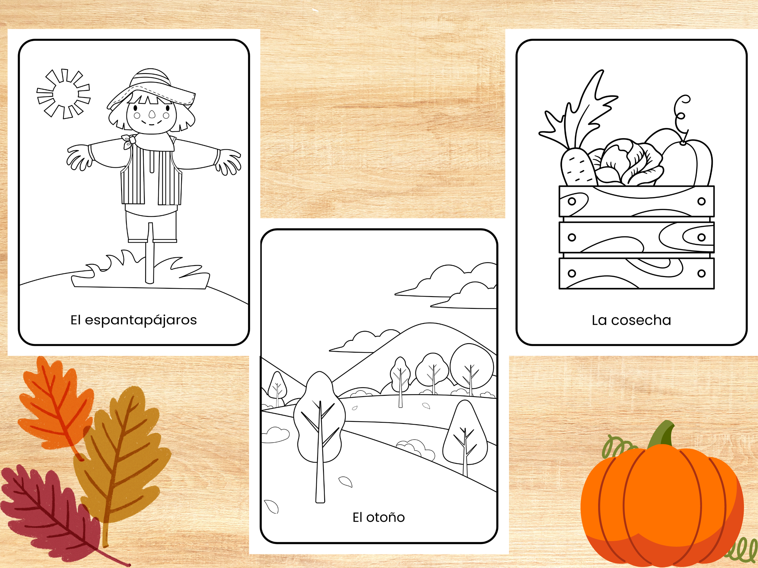 Dive into Spanish with Fall Coloring Pages for Kids